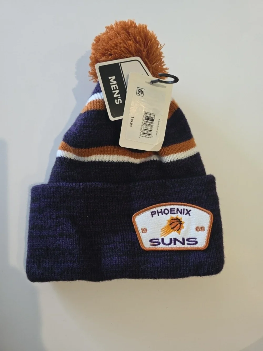 Phoenix Suns Striped Pom Beanie Hat - Purple, Orange & White